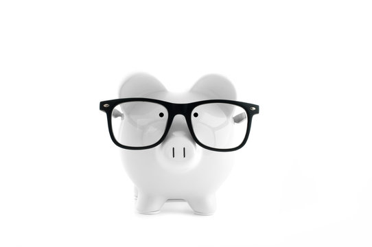 White Piggy Bank Isolated On White