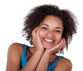 Portrait of a young and gorgeous mixed race woman with an attractive smile