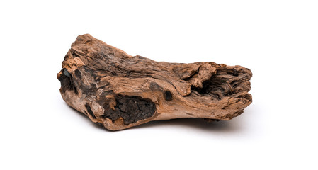 Wooden snag on a white background