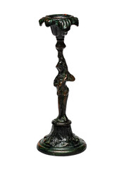 Fototapeta na wymiar Vintage copper candlestick on white background