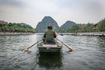 Traditional Bamboo boats Vietnam