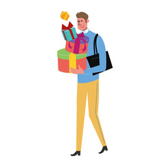 プレゼントを買う　男性　イラスト
