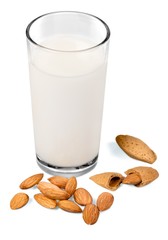 almonds drink with almonds isolated