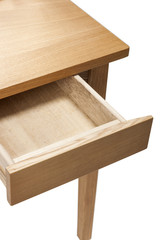 wood drawer closeup isolated on the white background