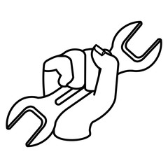 hand with wrench isolated icon vector illustration design