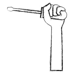 hand with screwdriver isolated icon vector illustration design