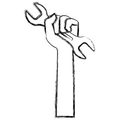 hand with wrench isolated icon vector illustration design