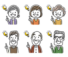 シニア男性とシニア女性：アイデア、思いつく