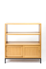 Fototapeta na wymiar birch solid wood furniture shelf isolated the white background.