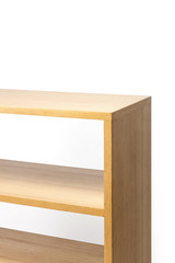 birch solid wood furniture shelf isolated the white background.