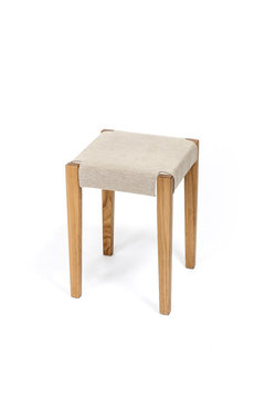 solid wood stool isolated the white background.