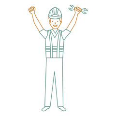 construction worker with wrench avatar vector illustration design