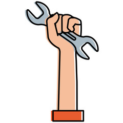 hand with wrench isolated icon vector illustration design