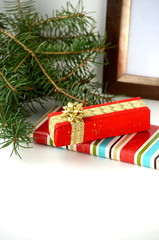 Beautifully wrapped Christmas present - holiday celebrations and gift giving.
