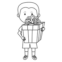 little boy with gift vector illustration design