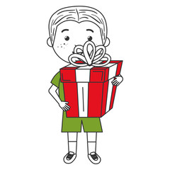 little boy with gift vector illustration design