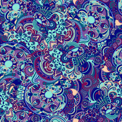 Abstract floral seamless doodle pattern