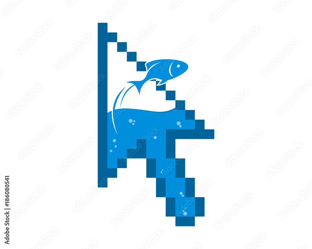 Wall mural cursor arrow fish pointer mouse internet web network image vector