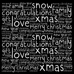 Happy Holidays and Christmas background word cloud, holidays lettering collage