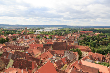 Fototapeta na wymiar Cityscape of medieval old town Rothenburg ob der Tauber with towers, Germany