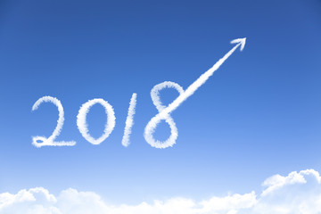 happy new year 2018 and business growth concept by cloud