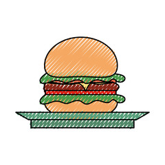 burguer  on plate  vector illustration