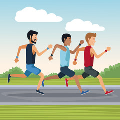 People running outside icon vector illustration graphic design
