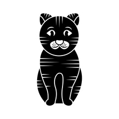 striped cat cartoon pet icon image vector illustration design  black