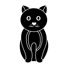 cat cartoon pet icon image vector illustration design  black