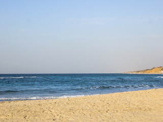 Fototapeta na wymiar Beautiful view of the beach in Ashkelon, in November 2016