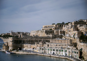 Fototapeta na wymiar la valletta old town fortifications architecture scenic view in malta