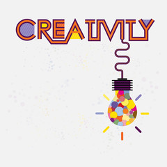 Colorful light bulb icon and Creativity concept.Modern typography design.Creative design for wall graphics, typographic poster, advertisement, web design and office space graphics.