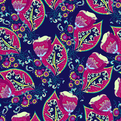 Abstract floral seamless pattern