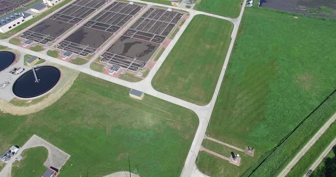 Aerial view of the sewage treatment plant