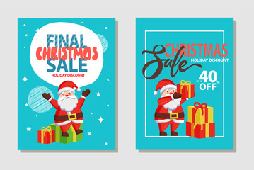 Christmas Sale Discount Set Vector Illustration