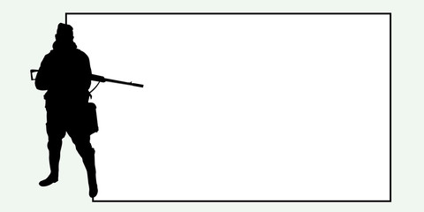 Obraz premium Gunner with frame for background and text, vector EPS10 (soldiers can be used separately)