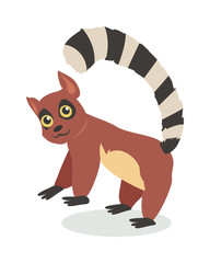 Fototapeta premium Cute Lemur Cartoon Icon in Flat Design