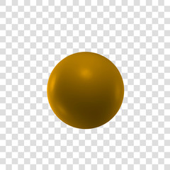 Gold 3d sphere. Vector illustration. Transparent background