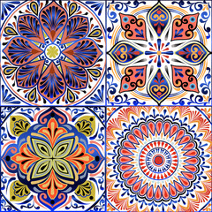 Colorful floral seamless pattern from squares