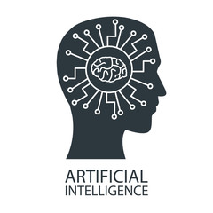 Robot artificial intelligence icon vector illustration graphic design