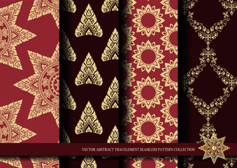 Vector abstract exotic Thai element seamless pattern collection design