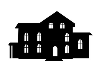 Black Building Icon Closeup on Vector Illustration