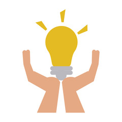 Fototapeta premium Hands holding bulb icon vector illustration graphic design