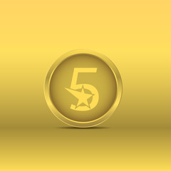 Golden five stars icon