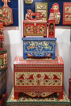 Objects of Russian decorative folk art and crafts, Arkhangelsk region, Russia
