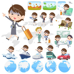 Gray suit business women Bad condition_travel