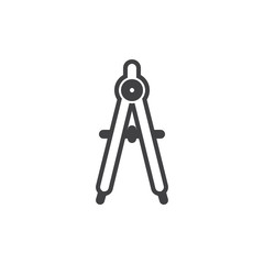 Geometry compass icon vector, filled flat sign, solid pictogram isolated on white. Drawing compass symbol, logo illustration.