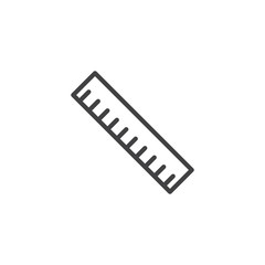 Fototapeta na wymiar Ruler tool line icon, outline vector sign, linear style pictogram isolated on white. Measurement symbol, logo illustration. Editable stroke