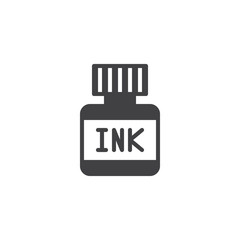 Ink bottle icon vector, filled flat sign, solid pictogram isolated on white. Symbol, logo illustration.