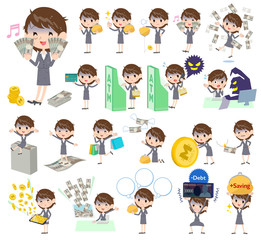 Gray suit business women Bad condition_money